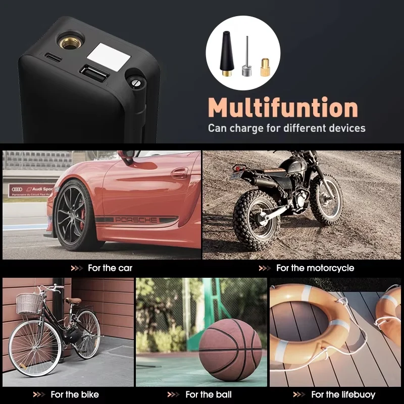 CARSUN Wiederaufladbare Luftpumpe Reifen Inflator Tragbare Kompressor Digitale Cordless Auto Reifen Inflator Für Motorrad Fahrrad Bälle
