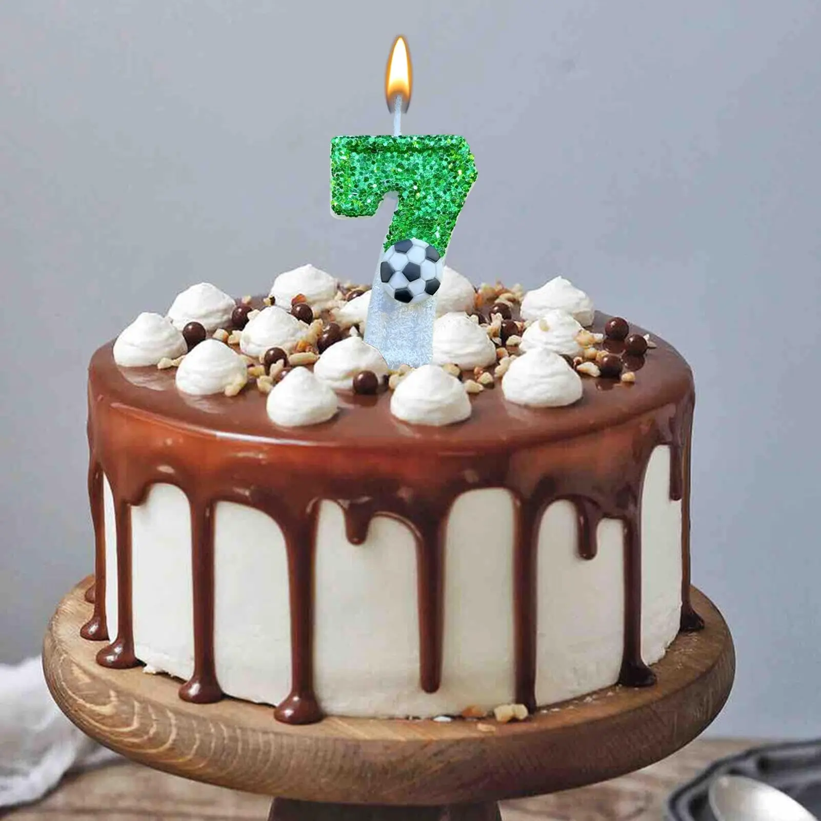 Candele con numeri di compleanno di calcio, numeri di candele per torte, candele con numeri decorativi, decorazioni per torte per il compleanno
