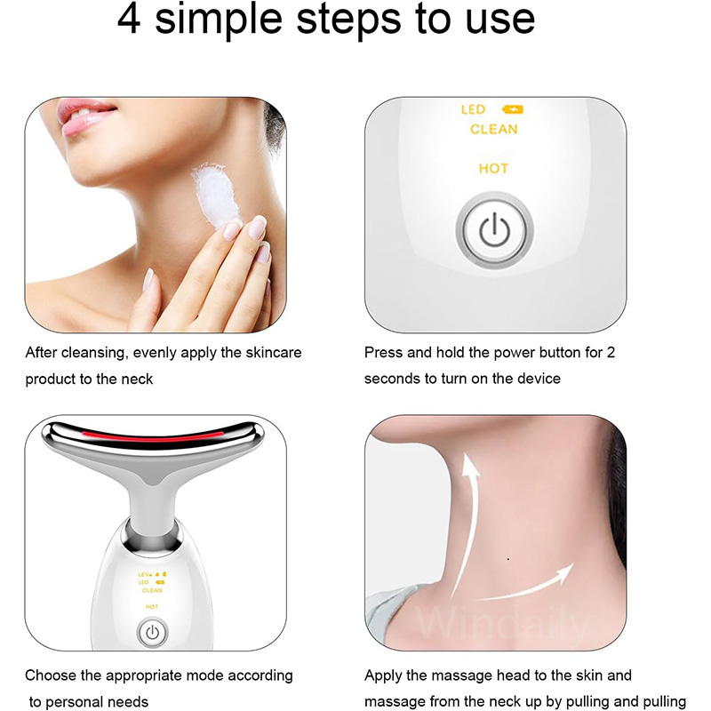 Lift facial 7 cores pescoço beleza dispositivo de pescoço massageador fino levantamento facial aperto rosto removedor de rugas cuidados faciais máquina de beleza
