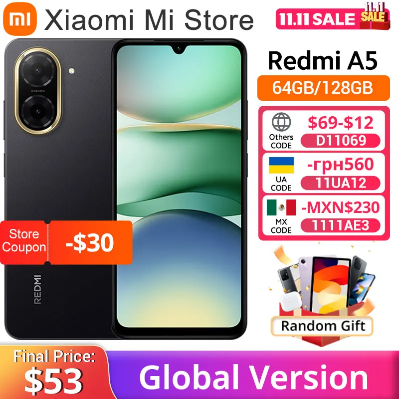 【Brand+】Global Version Redmi A5 Unisoc T7250 Processor 32MP Main Camera 6.88" Large Screen Supports 15W Fast Charging
