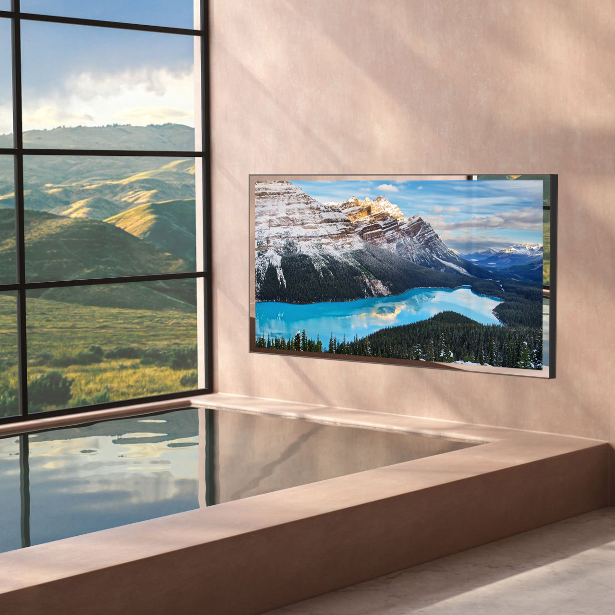 Soulaca-大型のスマートテレビ画面,バスルーム用,ミラーテレビ,消えるipx6,防水,スパ,Googleシステム,wifi,Bluetooth, 43インチ,4k