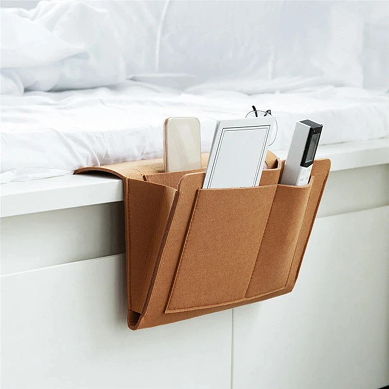 Baby Bed Hanging Organizer – Felt Storage Pockets for Couch & Bedside, Remote Control & Toy Storage Solution