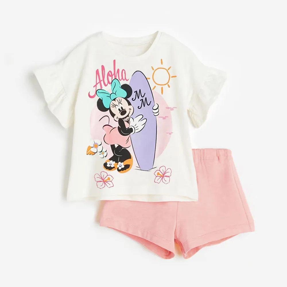 Conjuntos de ropa de verano para niñas pequeñas, camisetas y pantalones cortos, trajes para niños pequeños de 1 a 6T, 2 uds.