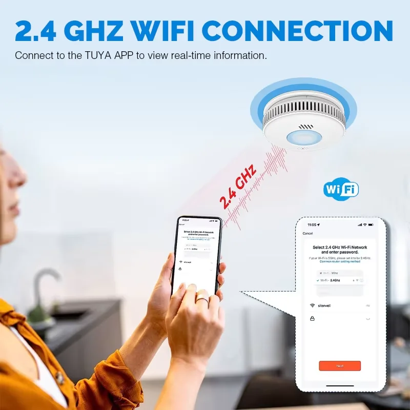 Tuya Zigbee Smoke Sensor Fire Alarm Detector Home Kitchen Security Alarm Smoke Sensor Firefighters Smartlife APP Control