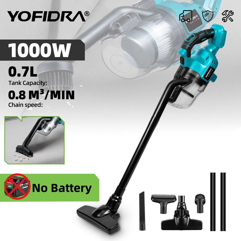 1000W Cordless Electric Vacuum Cleaner Rechargeable Household Indoor Cleaning Tools Without Battery Set For Makita Battery Pin