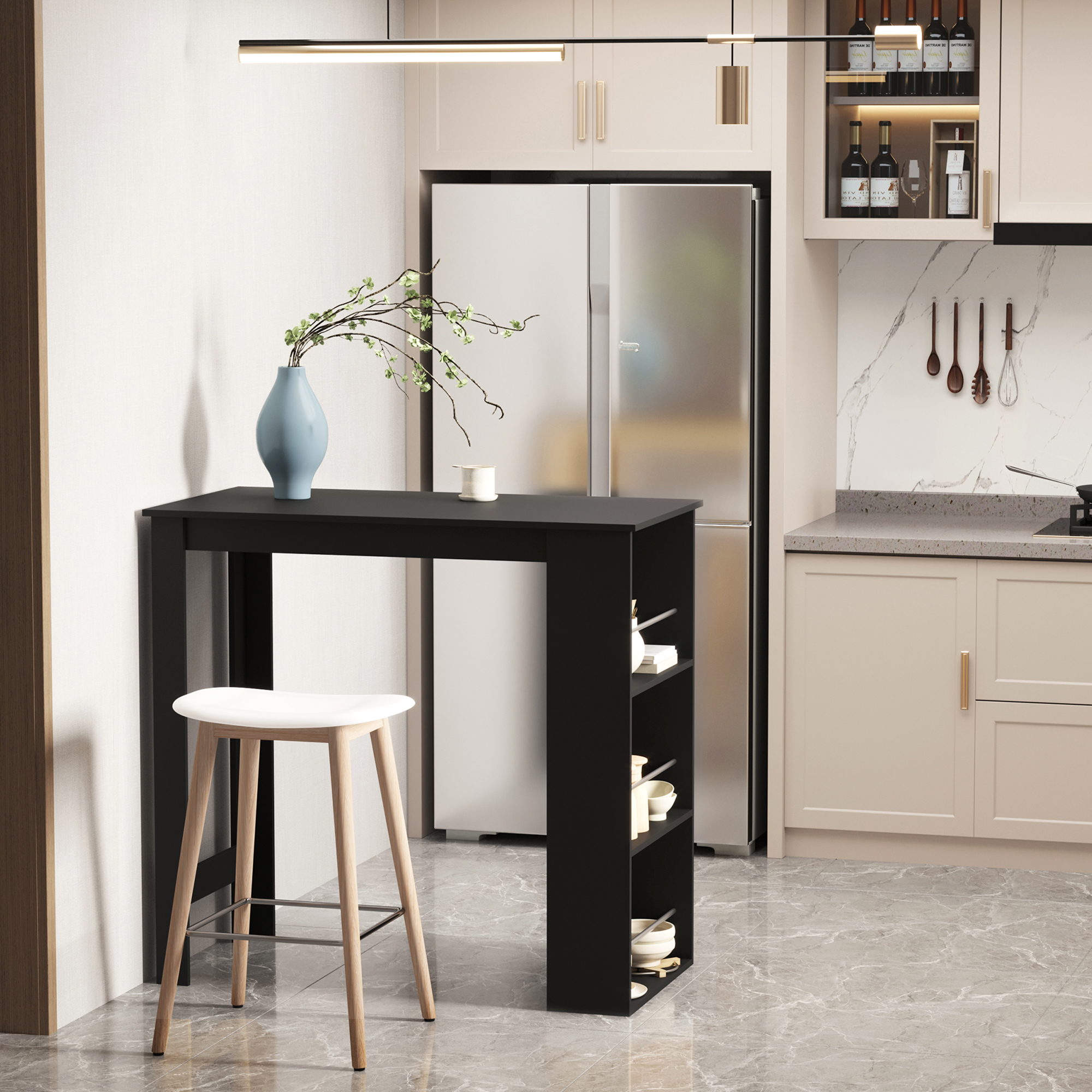 HOMCOM tavolo da Bar bistrot con 3 ripiani per bevande e Bar 112x57x106 cm