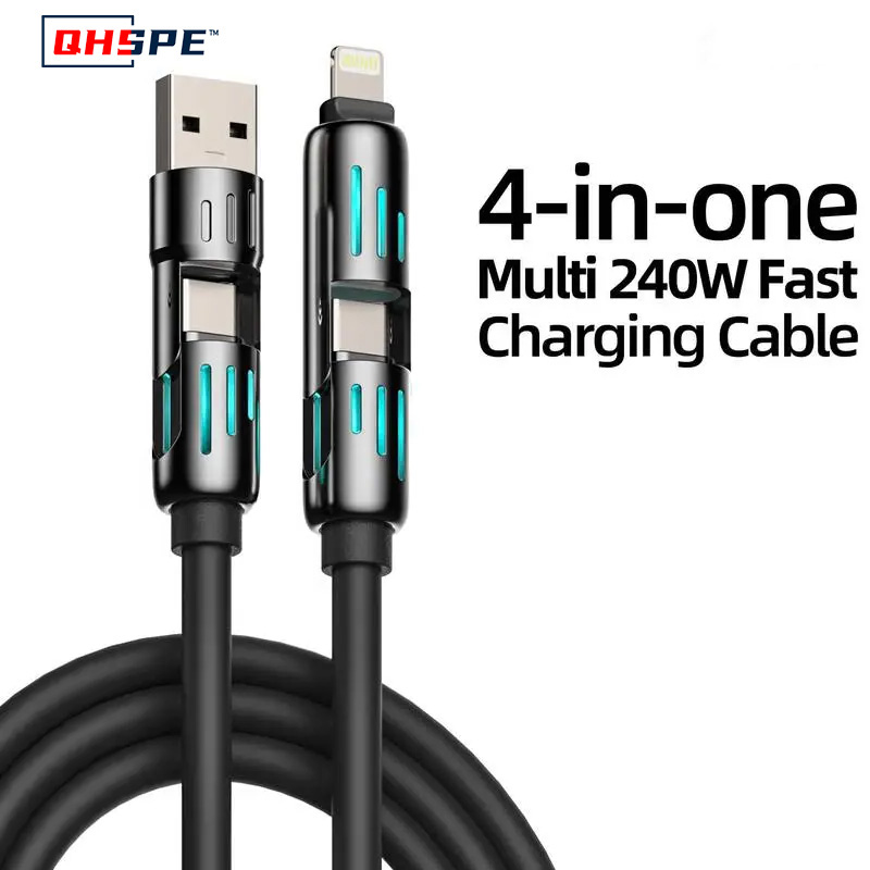 USB, Typ C, Lightning-Max 240 W Schnelllade- und Datensynchronisierung MFISH 4-in-1-Multifunktions-USB-Ladekabel für iPhone 16/15, iPad