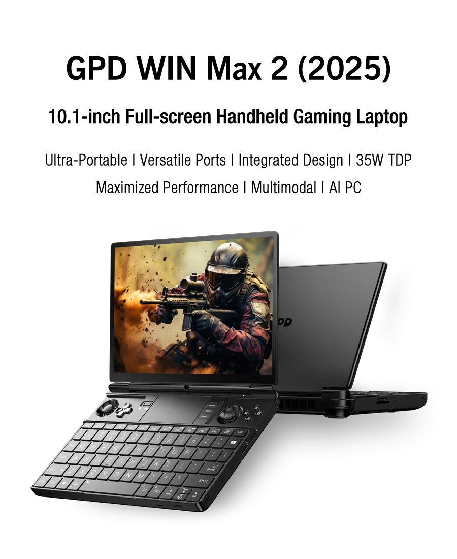 Neu eingetroffen! GPD 2025 WIN Max 2 64 GB 32 GB RAM 1 TB 2 TB SSD AMD 8840U AI9 HX370 Laptop da gioco Mini PC Notebook LPDDR 5