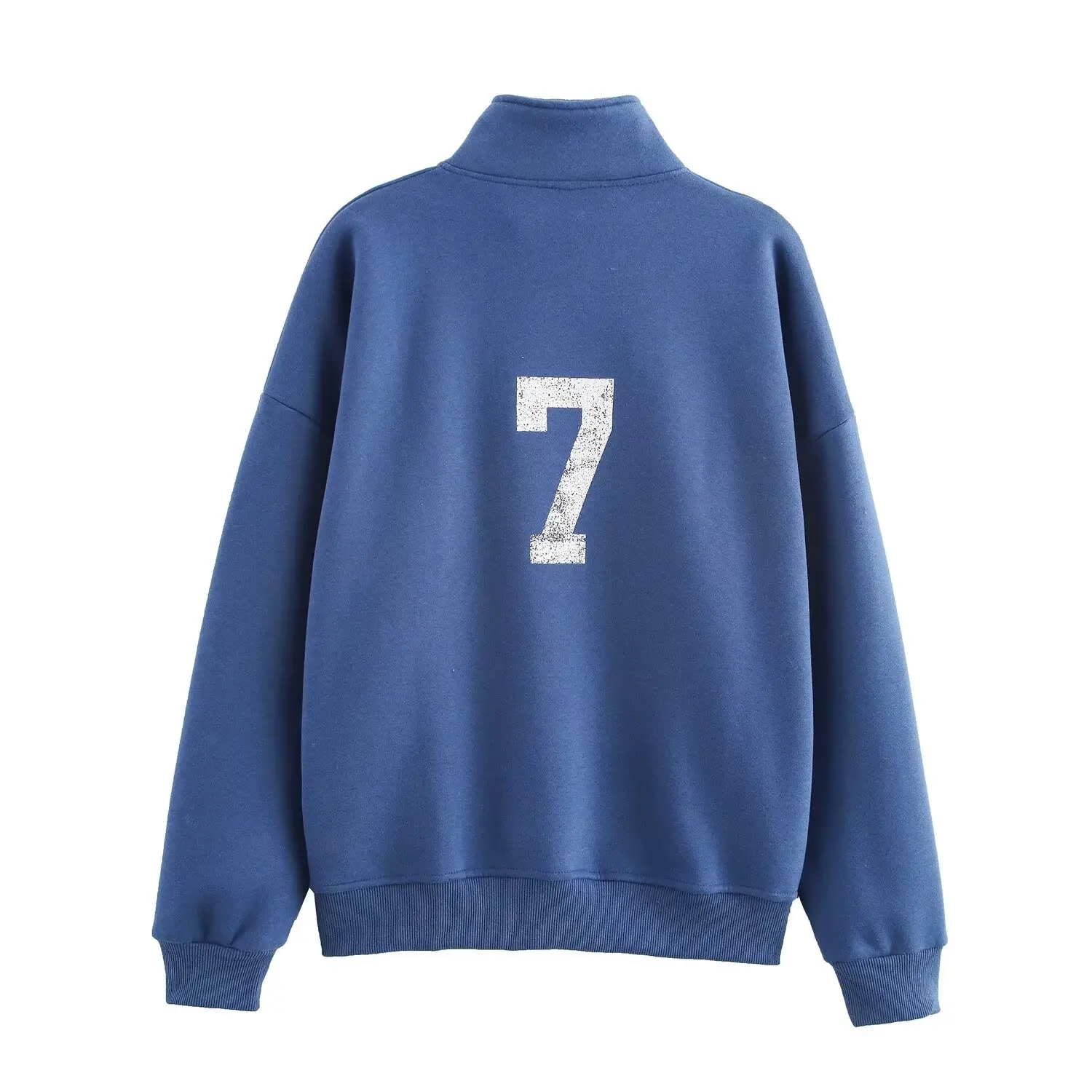 Tangada 2024, sudaderas con estampado azul para mujer, jerséis de gran tamaño de manga larga con cremallera para mujer 6H0396