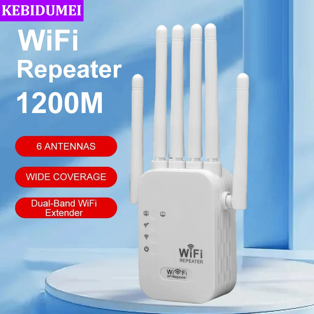 Repetidor WiFi inalámbrico de 1200Mbps, enrutador WiFi de doble banda 2,4G 5G, extensor de señal WiFi, amplificador WiFi de largo alcance, amplificador WIFI