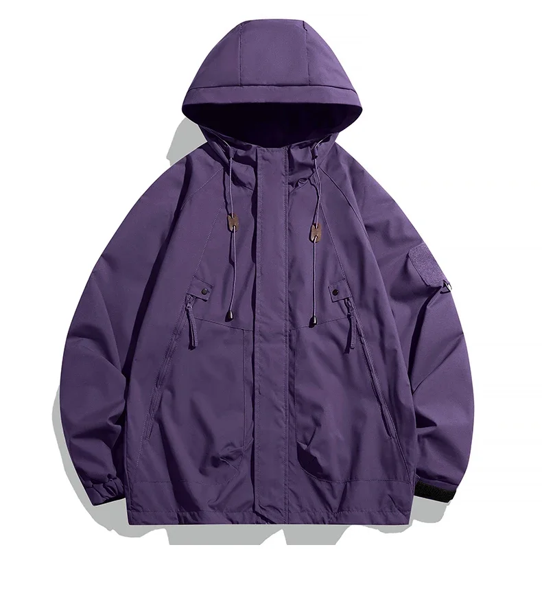 Blusão masculino jaqueta com capuz casaco com zíper carga impermeável preto bombardeiro acampamento solto fino softshell com capuz jaqueta de caminhada