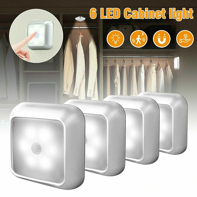 6 Đèn Ngủ LED PIR Tự Động Cảm Biến Chuyển Động Đèn Ngủ Cho Trẻ Em Phòng Khách Phòng Ngủ Nhà Cầu Thang Tủ Quần Áo Đèn Ngủ đèn