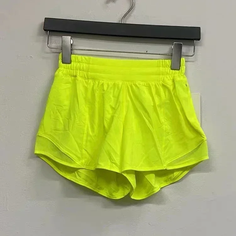Pantalones cortos de Yoga para mujer, Shorts deportivos de tiro bajo, microelásticos, con forro, para entrenamiento, correr, Control de barriga, 2024