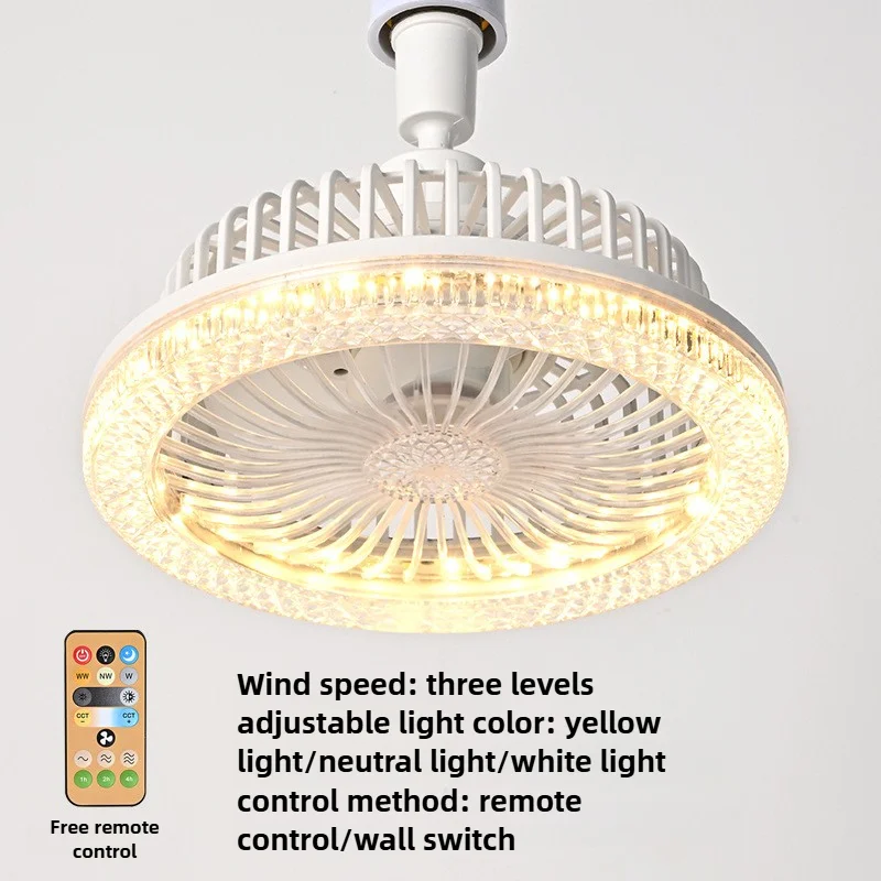 Smart Remote Control Ceiling Fan with LED Lighting Ceiling Fan with Lights Remote Control E27 Converter Base for Living Room