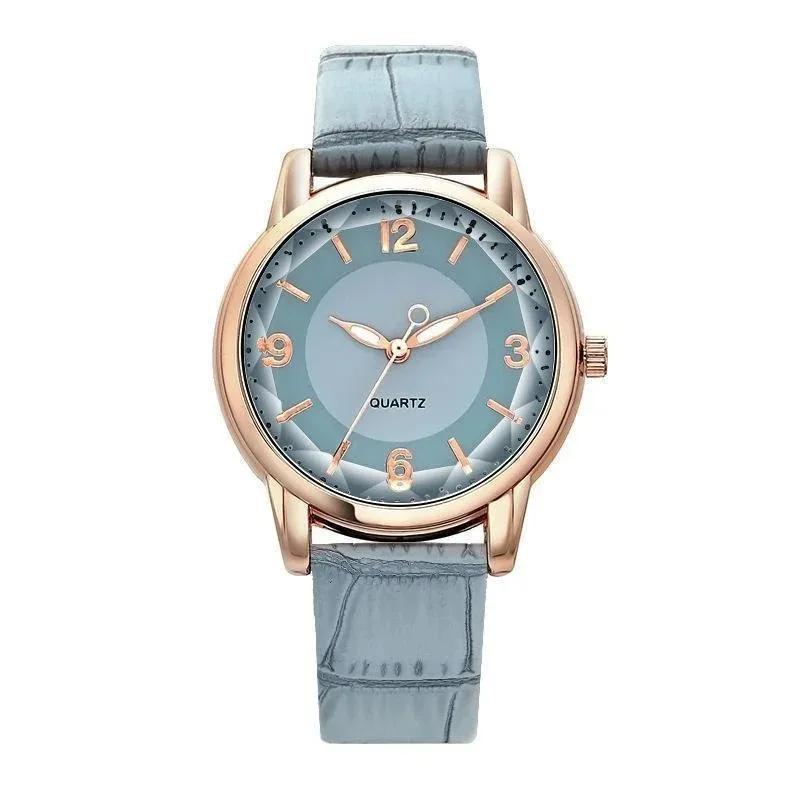 Reloj de cuarzo con correa de cuero para mujer, cronógrafo de lujo con esfera de cristal poligonal, creativo, a la moda