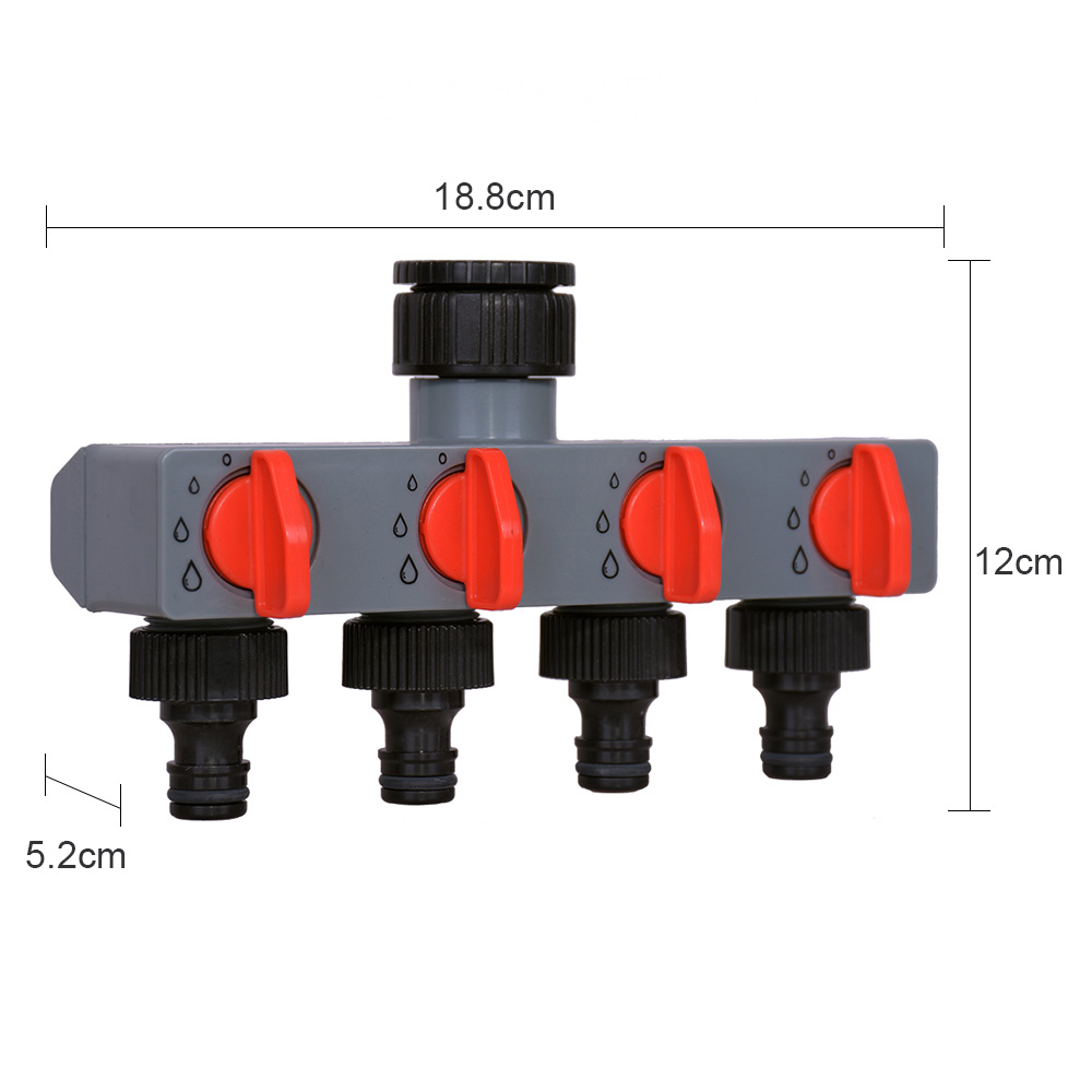 2-Wege/4-Wege-Wasserverteiler-Wasserhahn-Adapter, ABS-Kunststoff-Anschluss, 3/4 und 1 Zoll Schlauchverteiler für Schlauch, Rohr, Wasserhahn