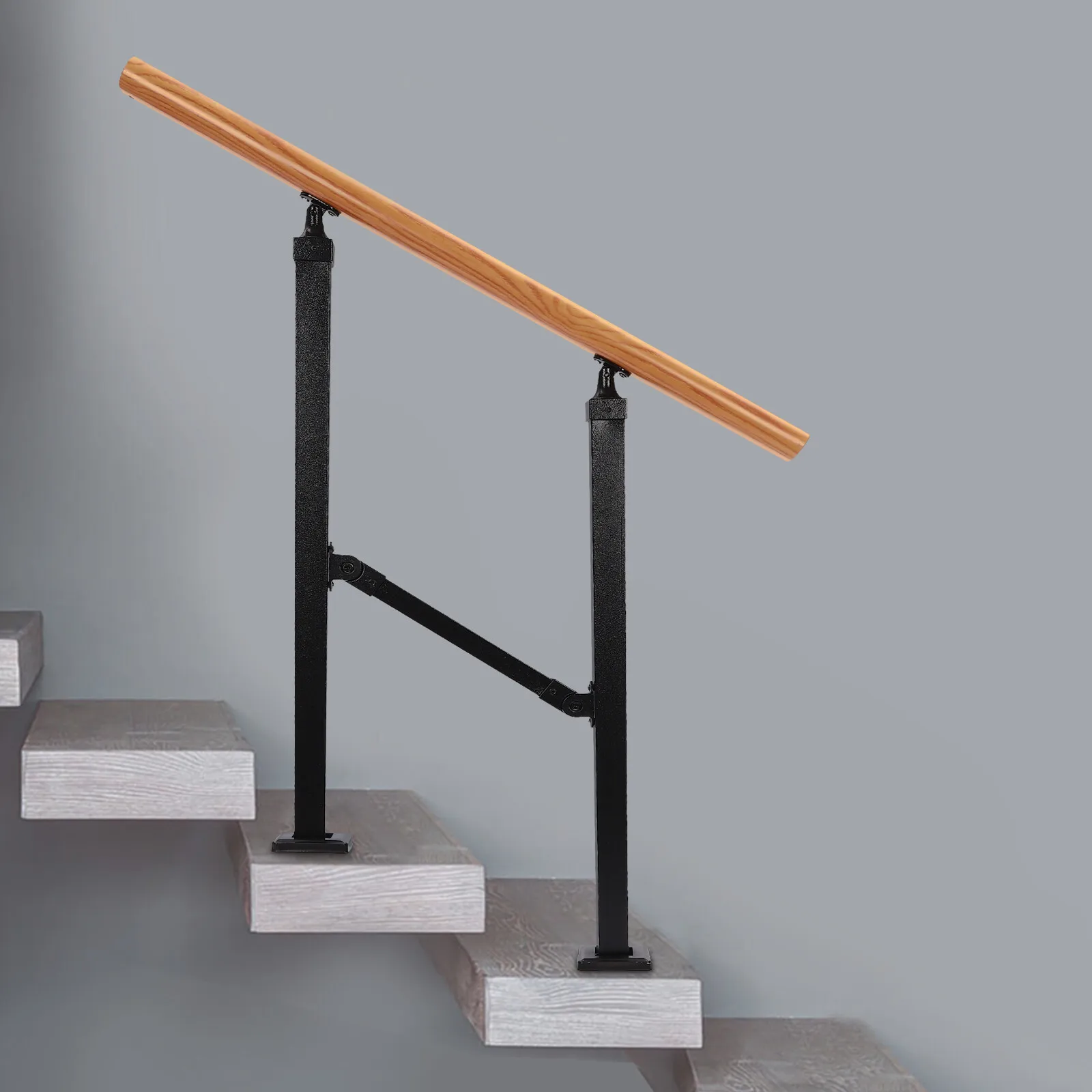 36In Height 2-Step Handrail With Thickened Base - Stable&Anti-Tilt, Easy Installation In Minutes With Complete Fittings