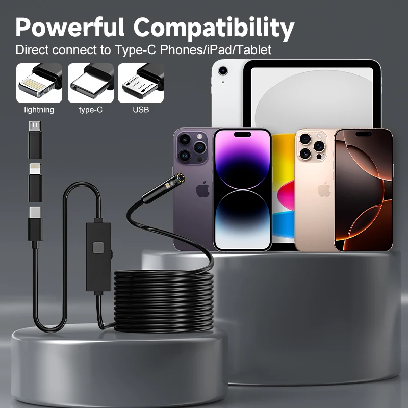 Type-C Industrail Endoscope Micro USB Single Dual Camera for IOS iphone Android Phones Waterproof Car Pipe Inspection Borescope