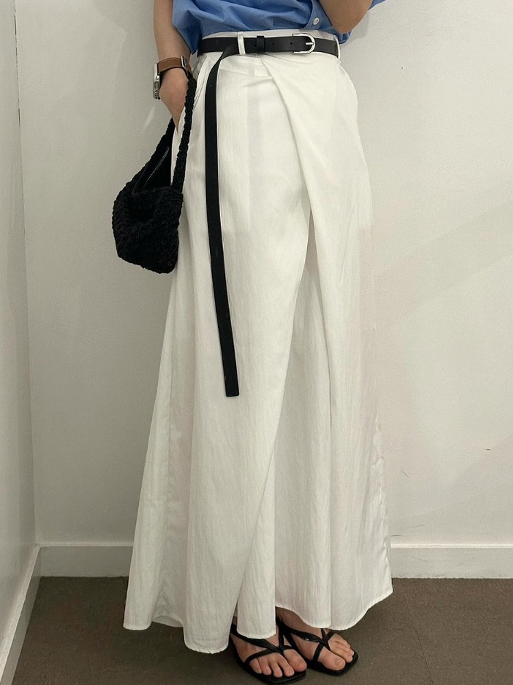 White A-Line Midi Skirt Women's Summer New Sle Chic Design Loose Versatile Knee-Length Half Body Skirt Korean Sle Commute