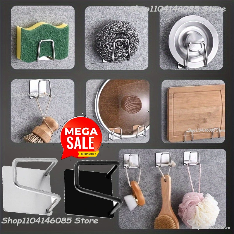 Küche 304 Edelstahl Waschbecken Regal Schwämme Lagerung Holde Klebstoff Ablauf Trocknen Rack Wand Haken Lagerung Organizer Zubehör