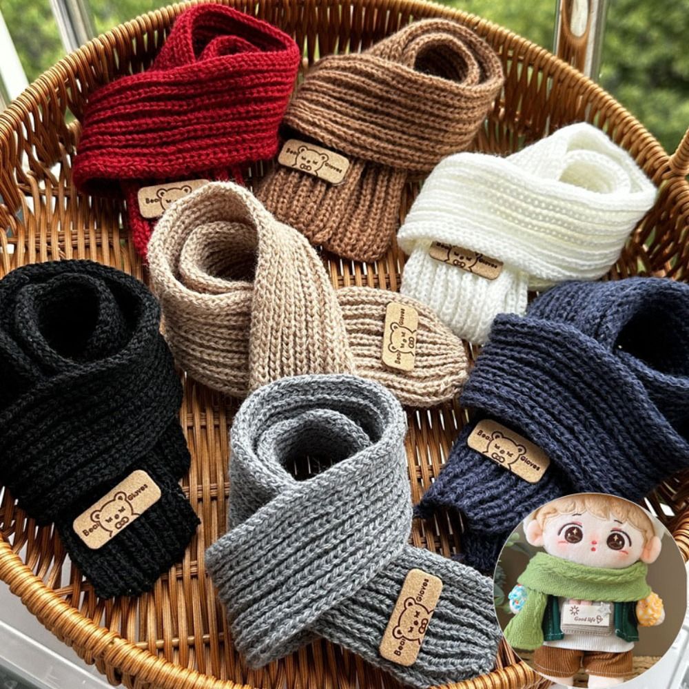 Одежда для куклы «сделай сам», повседневная одежда, шарф 20 см, хлопковая кукла, вязаный шарф для куклы, разноцветные шарфы с маленьким медведем, аксессуары для кукол