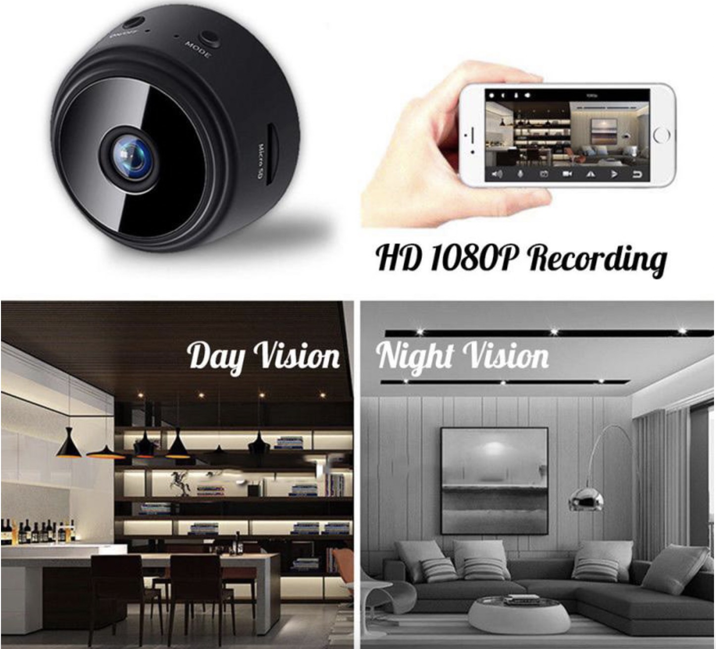 Minicámara IP A9 móvil, videocámara con Sensor, 1080P, HD, Wifi, seguridad para el hogar, inalámbrica