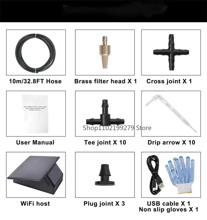 Tuya Wifi Solar Power Timer Pumpe Automatische Tropf Bewässerung Kit Garten APP Fernbedienung Bewässerung System 10/15 Köpfe Kit