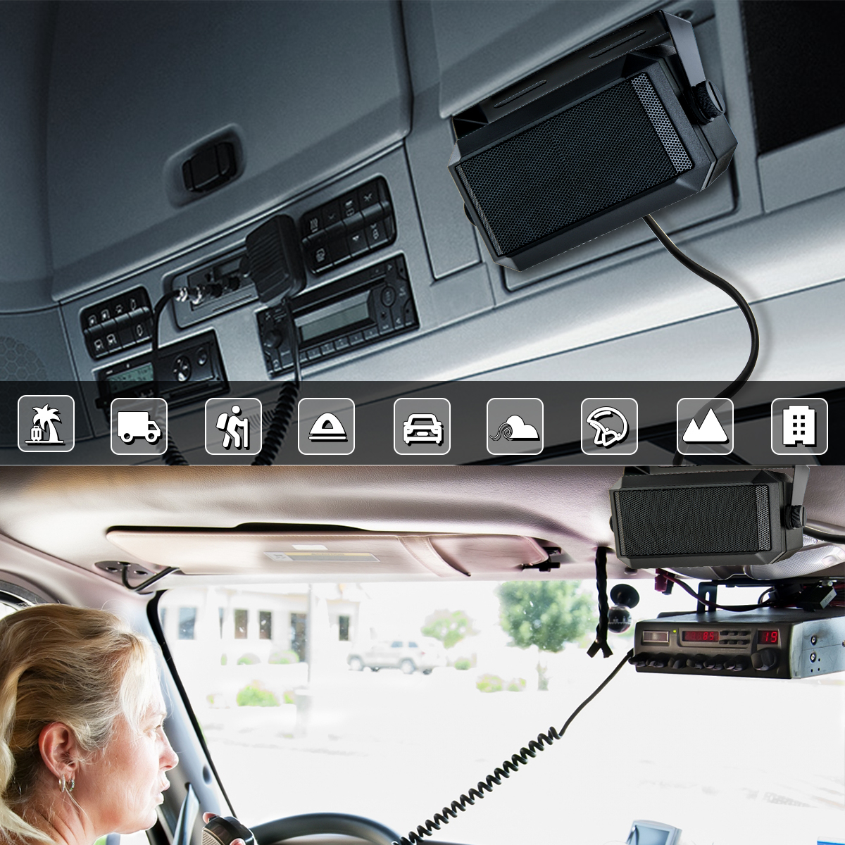 ABBREE Rectangular External Communications Speaker External Scanners for All 3.5mm Audio Plug CB Radios and Mobile Radio