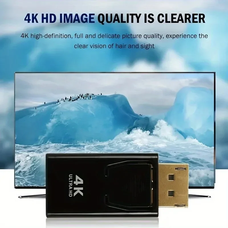 4K DisplayPort To HDMI Adapter DP To HDMI Converter Gold-Plated Connectors Audio Video Sync For PC Laptop PS5 Monitor