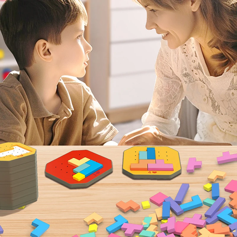 Dzieci Tangram Puzzle Zabawka Geometria Kolorowe Logiczne Myślenie Gra Montessori Edukacja Zabawka matematyczna dla dzieci Trening mózgu