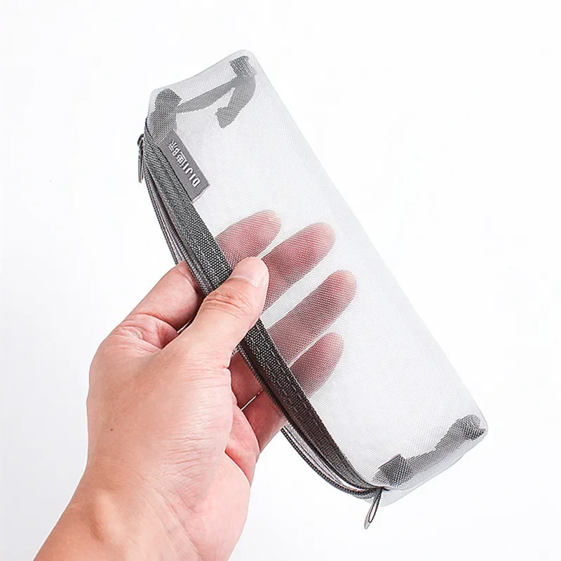 Singple Xám Đen Trang Điểm Lớn Dung Tích Xay Đựng Mỹ Phẩm Trong Suốt Bàn Chải Túi Sinh Viên Ba Chiều Nylon Đựng