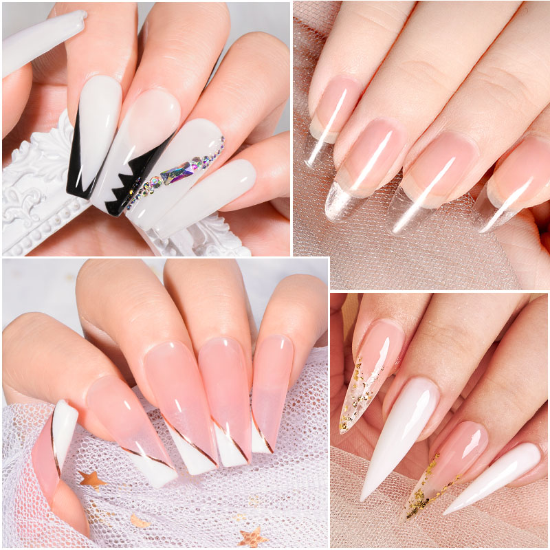 Mtssii-Gel de extensión de uñas, esmalte de uñas semipermanente, color rosa brillante, UV, duro, para alargar los dedos, Blanco claro, Nude, 10/20ml