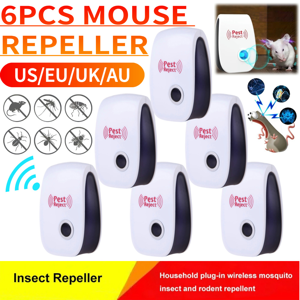 Repelente ultrasónico de plagas, repelente de insectos de largo alcance, disuasorio de insectos y plagas, multifunción, para el hogar, la Oficina y el Hotel, 6 uds.