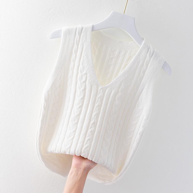 Malhas moda feminina camisola colete primavera outono estilo exterior solto sem mangas camisola colete feminino topo