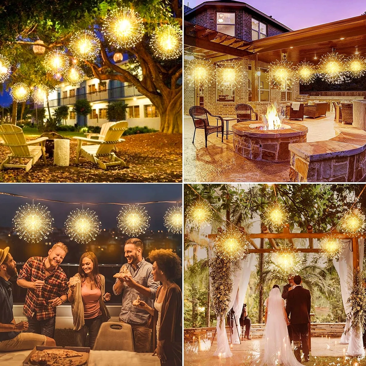ใหม่พลังงานแสงอาทิตย์ดอกไม้ไฟ String ไฟ 4/5 ชิ้นกันน้ํากลางแจ้งแขวน 8 โหมด Yard Garden Party ตกแต่ง