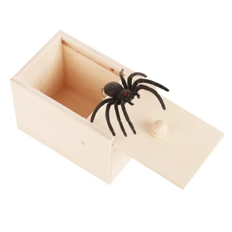Caixa engraçada para susto de aranha, caixa oculta de brincadeira de madeira para escritório e casa, presente de mordaça para amigos, brinquedos legais de brincadeiras e piadas