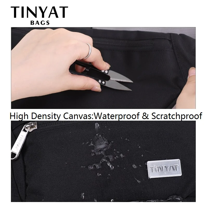 TINYAT เอวกระเป๋าแพ็คสำหรับกระเป๋าเดินทางผู้ชายโทรศัพท์กระเป๋าเข็มขัดผู้หญิงไหล่ Crossbody ผ้าใบกระเป๋ากล้วย Unisex Casual สะโพกกระเป๋า