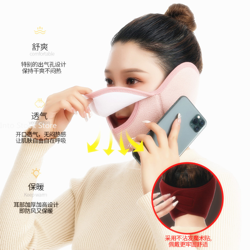 Winter Cold Warm Masks Ear Masks Full Package Thickened Shaking Grain Velvet Dust Mask For Men And Women