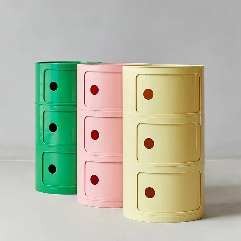 Mesita de noche lateral para sofá de sala de estar, soporte redondo de almacenamiento, mesas de noche creativas, Comodas de plástico, Mueble de Dormitorio