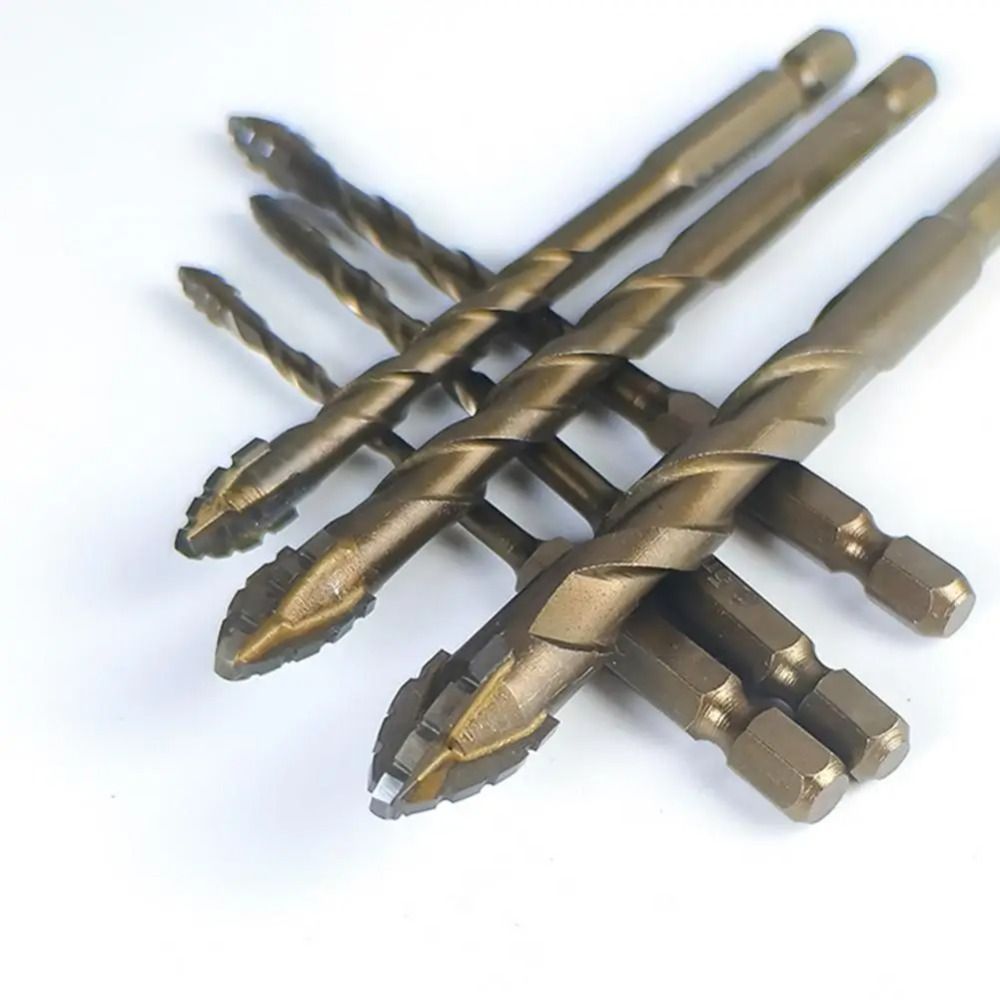 Four-Edged Eccentric Drill Bit Skewed Head High Hardness Tile Drill Bit Serrated Concrete Drill Bit Set for 4/6Pcs Drilling Tool