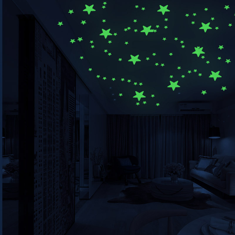 Star Luminous Stickers For Children's Room Wall Creative Decoration Fluorescent Stickers for Bedroom Living Room  Wall Stickers