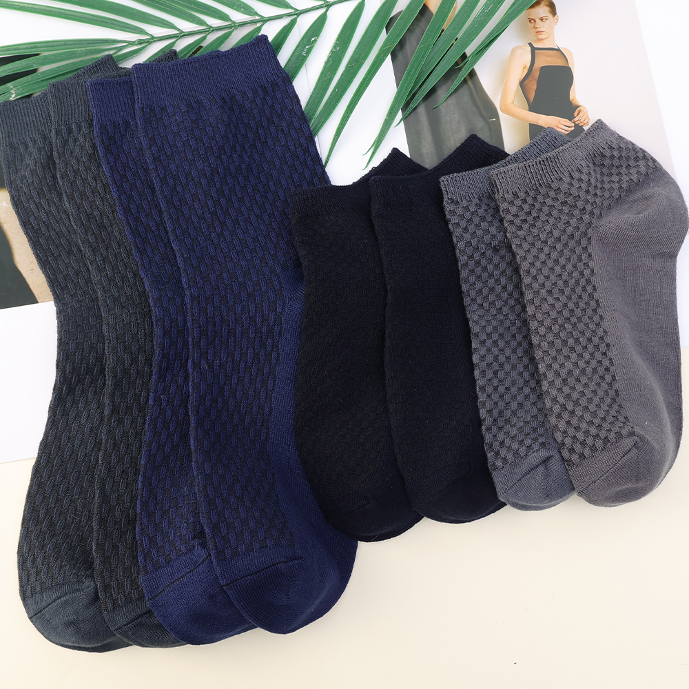 Bamboo Fiber Men Socks High Quality Breatheable New Compression Solid Color Casual Business Anti-Bacterial Mid-tube Stockings