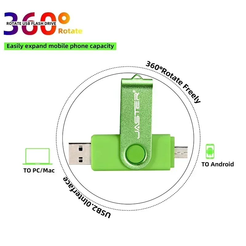 JASTER Tốc Độ Cao USB OTG Bút 64Gb 32Gb USB 16Gb Xoay Được Bút cho Android Micro/Máy Tính Doanh Nhân Quà Tặng