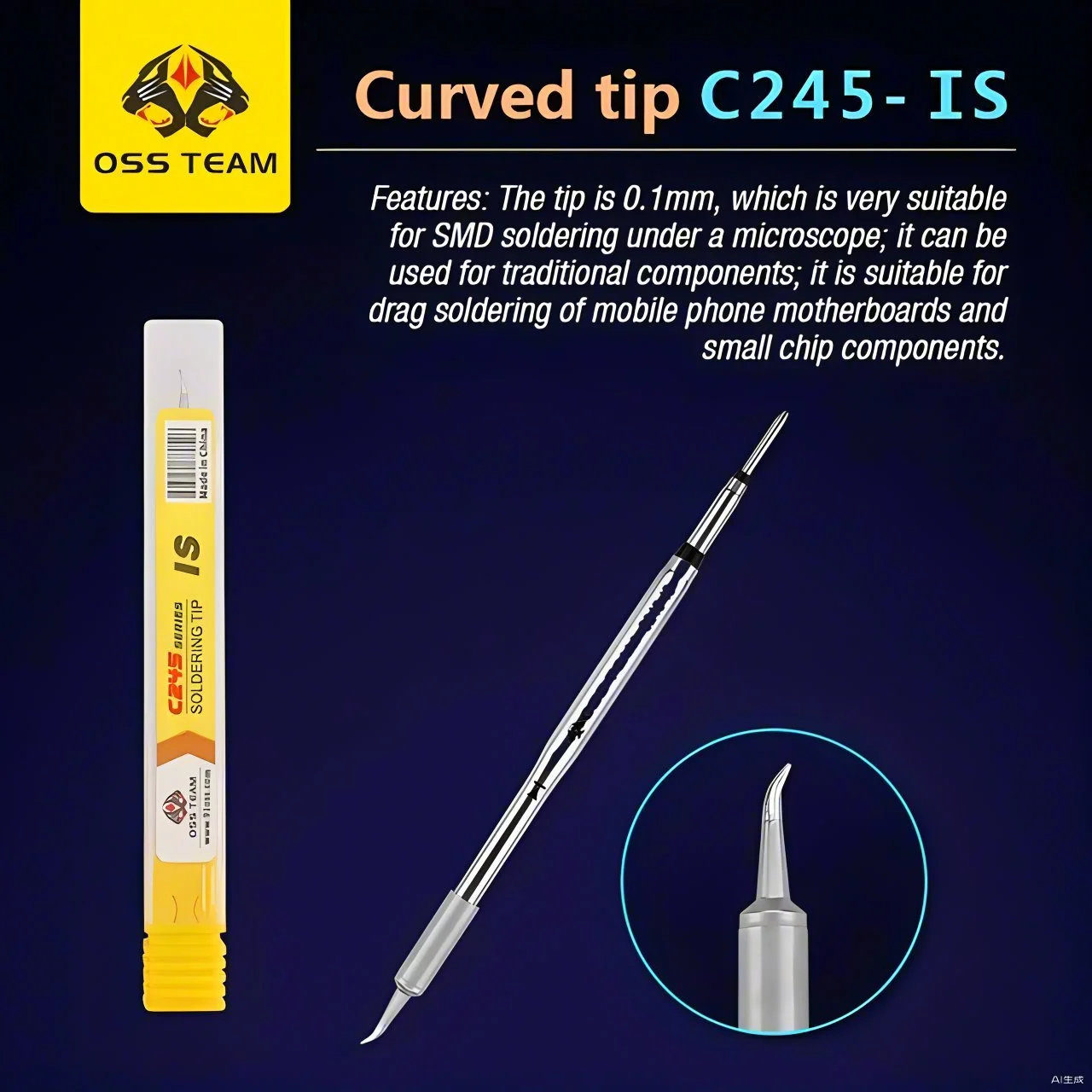 Punte OSS C245 per JBC GVM HS 02A T80P Saldatore Punta universale Compatibile T245 Stazione di saldatura Maniglia Non applicabile C210