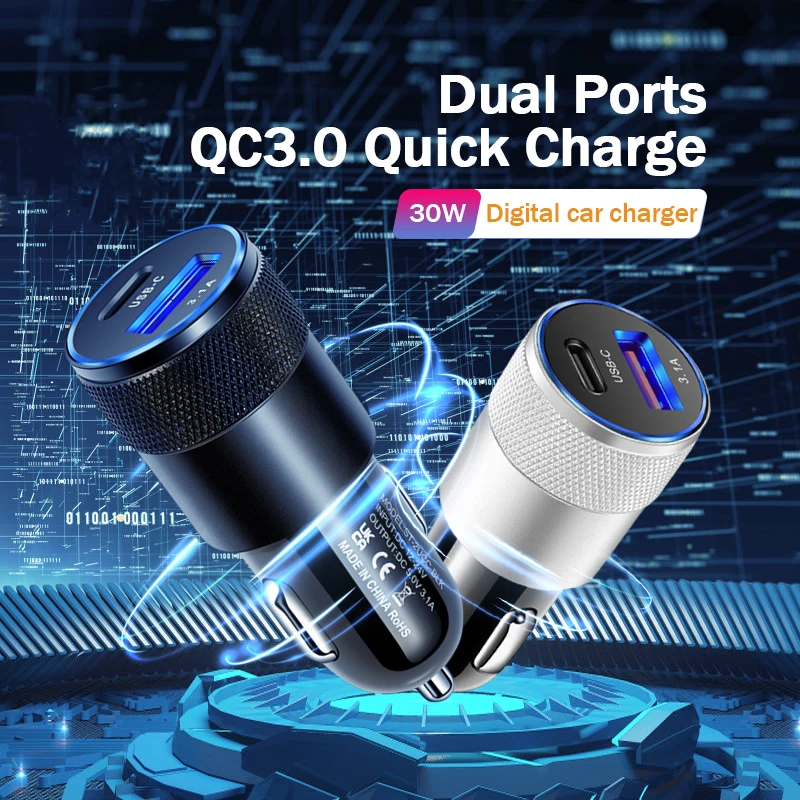 30W Mini USB C Autolader PD Snel Opladen Telefoon Power Adapter Voor iPhone Samsung Xiaomi Huawei USB Sigarettenaansteker