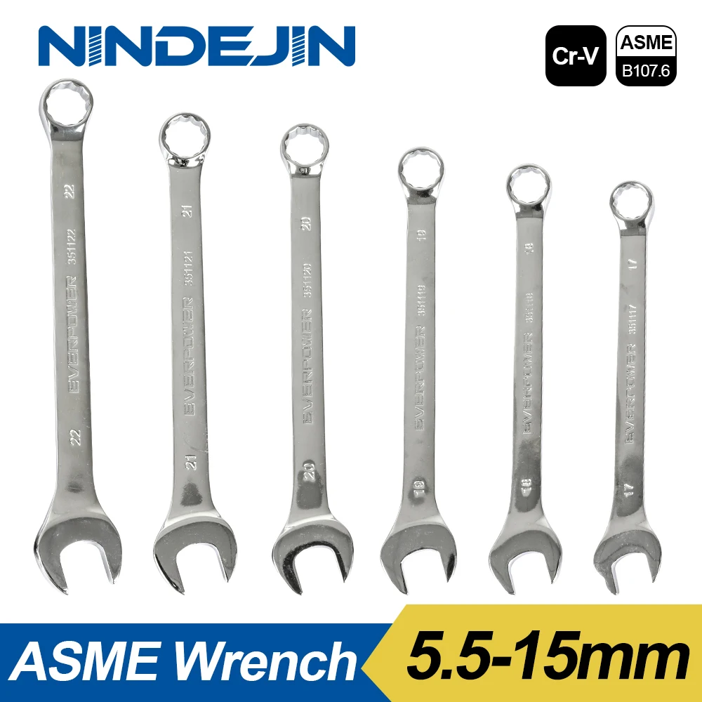 NINDEJIN 1 Kết Thúc Mở Cờ Lê Dụng Cụ 5.5 6 7 8 9 10 11 12 13 14 15Mm Kết Hợp cờ Lê Lục Giác Cờ Lê Cho Lục Giác Loại Hạt