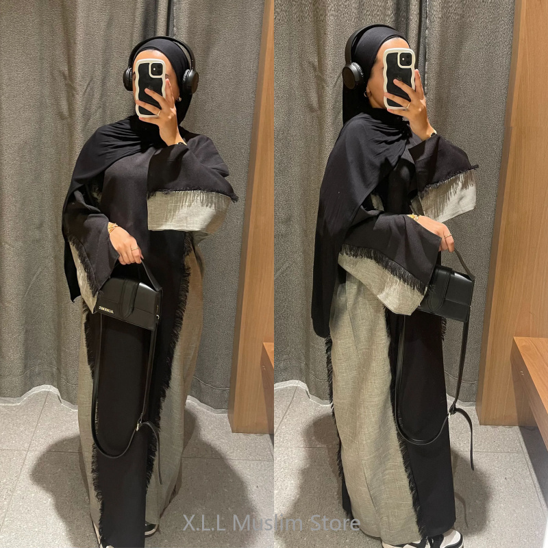 Abaya musulmana Eid Ramadán cerrada o abierta Dubai moda de lujo costura turca elegante Kebaya Kaftan bata islámica ropa
