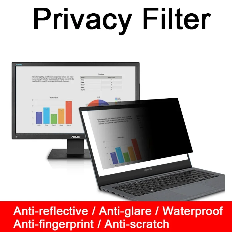 Protector de pantalla antimirada para computadora portátil 14 15.6 17 pulgadas 12.5 13 17.3 pulgadas Anti-espía / Deslumbramiento / Película mate reflectante Filtro de privacidad Impermeable Anti-huella digital