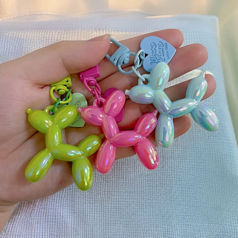 LLavero de perro con globo de resina dulce de Color caramelo DIY para mujeres y niñas, cadena para teléfono con forma de Animal, hebilla para llave, accesorios, colgante para bolso