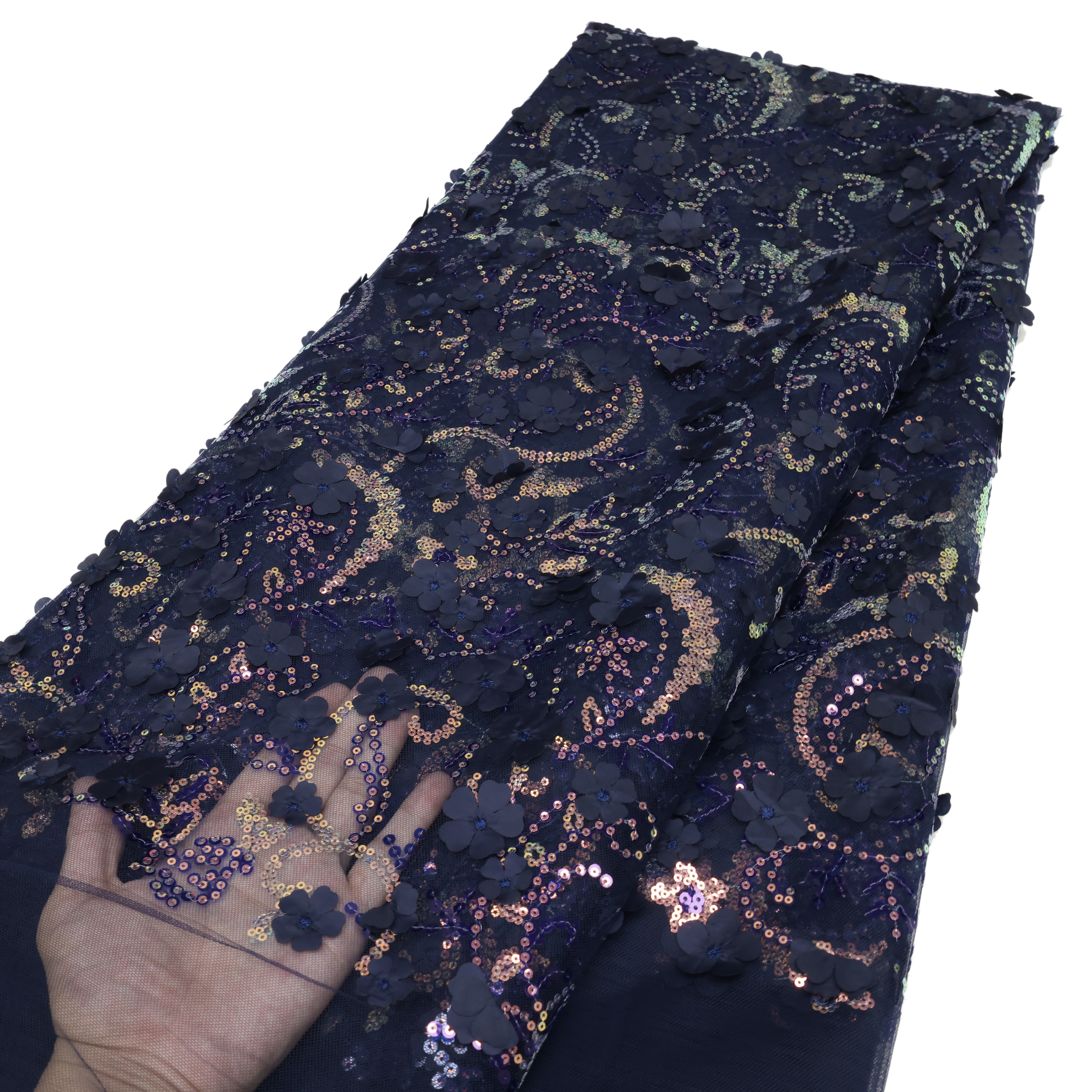 Hoge Kwaliteit 2025 Afrikaanse Nigeriaanse 3D Bloem Netto Mesh Kant Stof Voor Bruiloft Bruidegom Borduren Franse Kant Stoffen Naaien